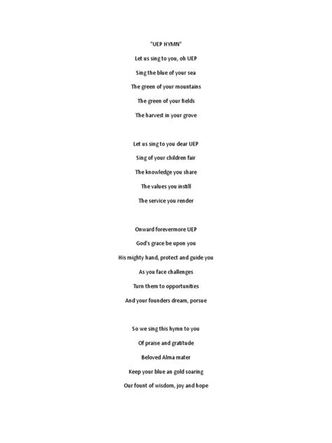 usep hymn lyrics|Uep Hymn .